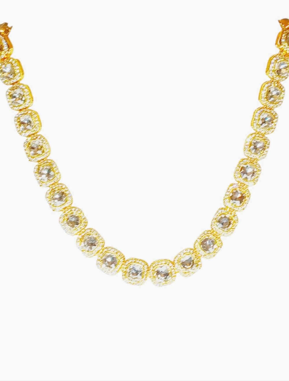 Chunky Gold Tennis Necklacd Glam Luxe Bling Necklace Old Money Indian Bridal